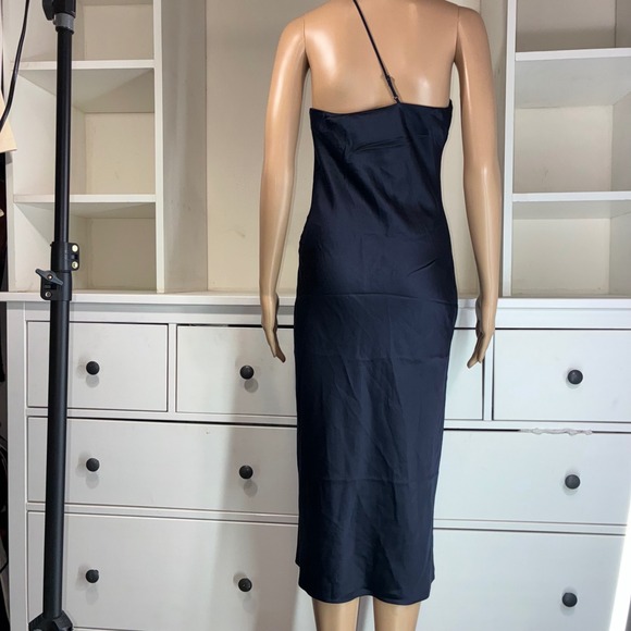 EXPRESS Navy Blue One Shoulder Satin Midi Slip Dress XS TP - Picture 3 of 7